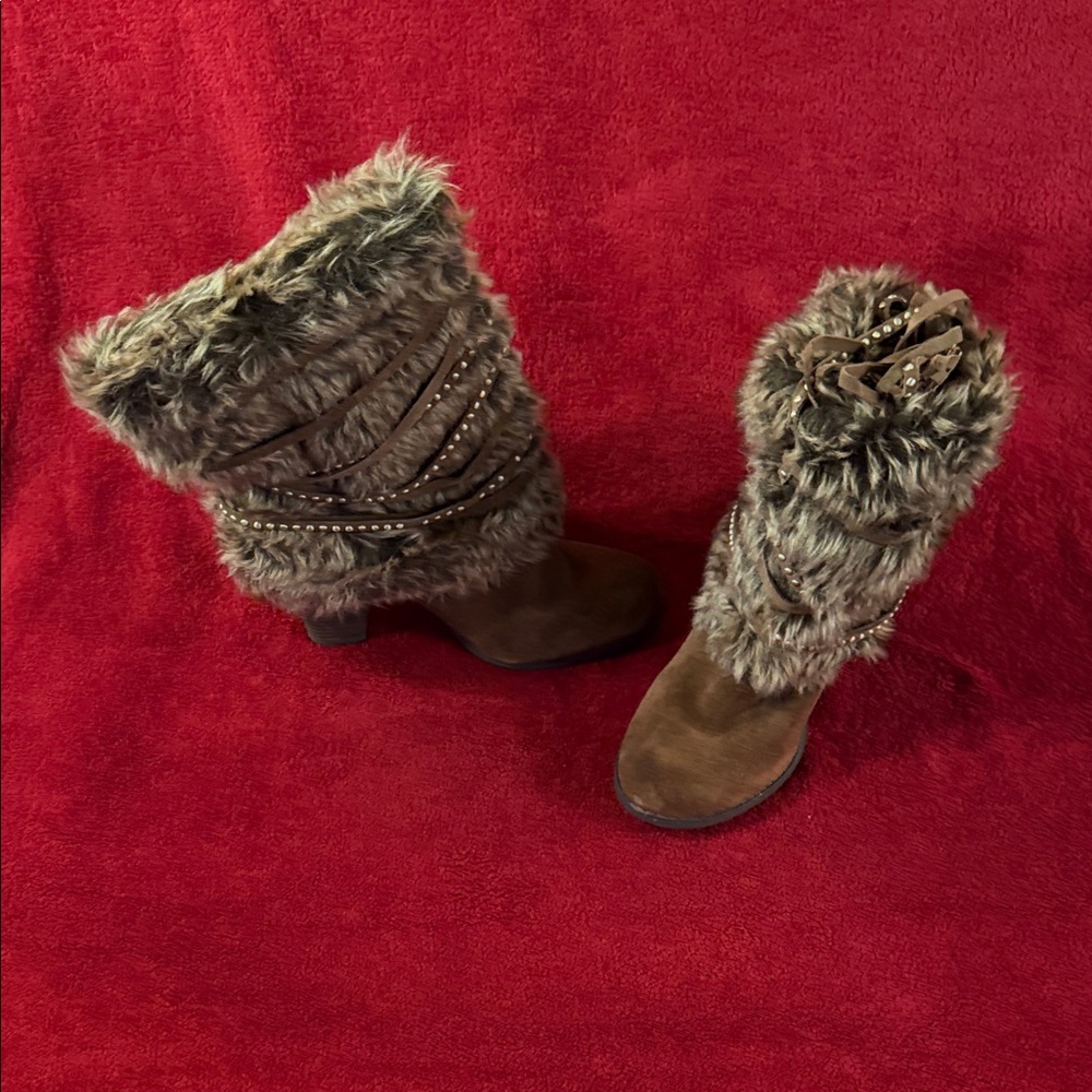 Naughty Monkey Brown Faux Fur Boots
